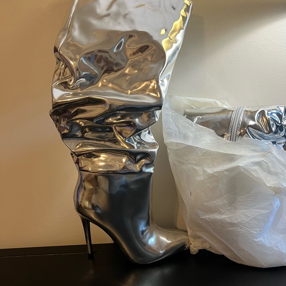 Silver Boots Size 8